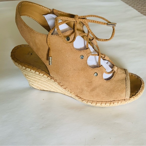 Franco Sarto Women's Tan Suede Lace-Up Wedge Espadrille Sandals Size 8 - Picture 5 of 8
